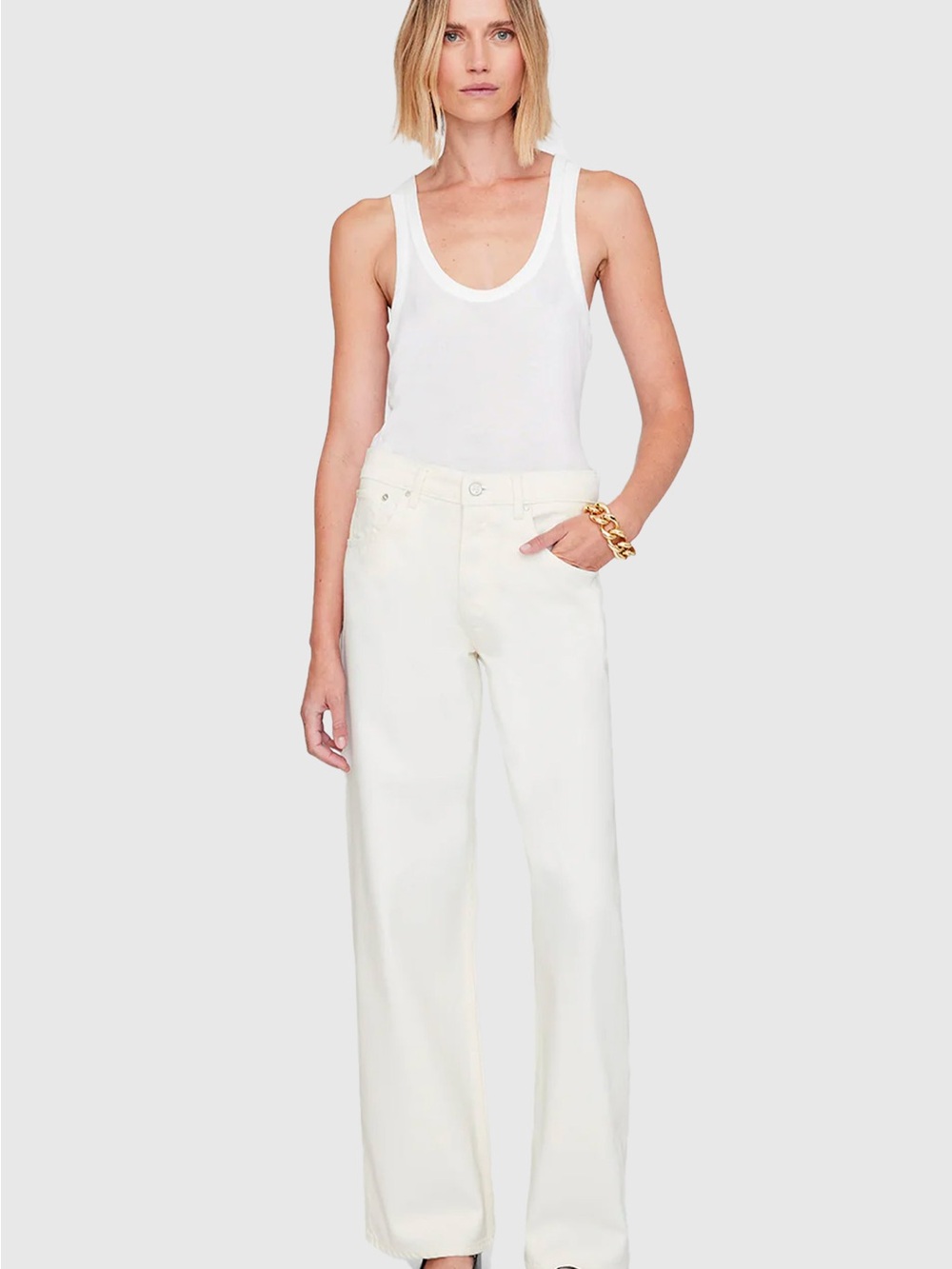 Anine Bing Manon Cream High-Rise Jeans